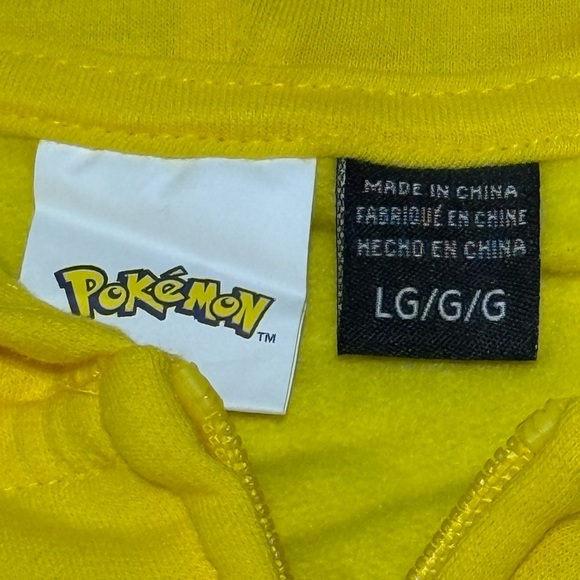 NWT Yellow Pokemon Pikachu Full Zip Hoodie with Poke Ball Accents Boys L - Picture 6 of 7